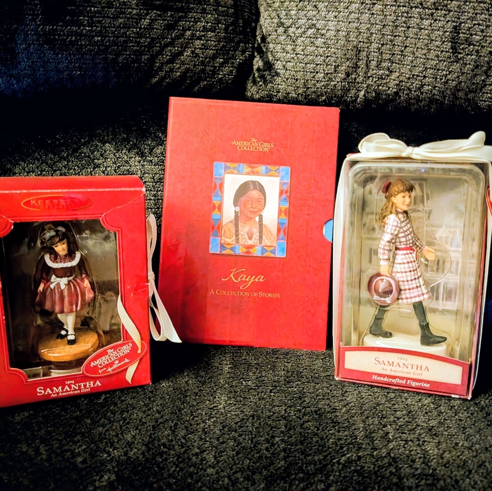 2 American Girl Doll Figurines & 3 Book Set
